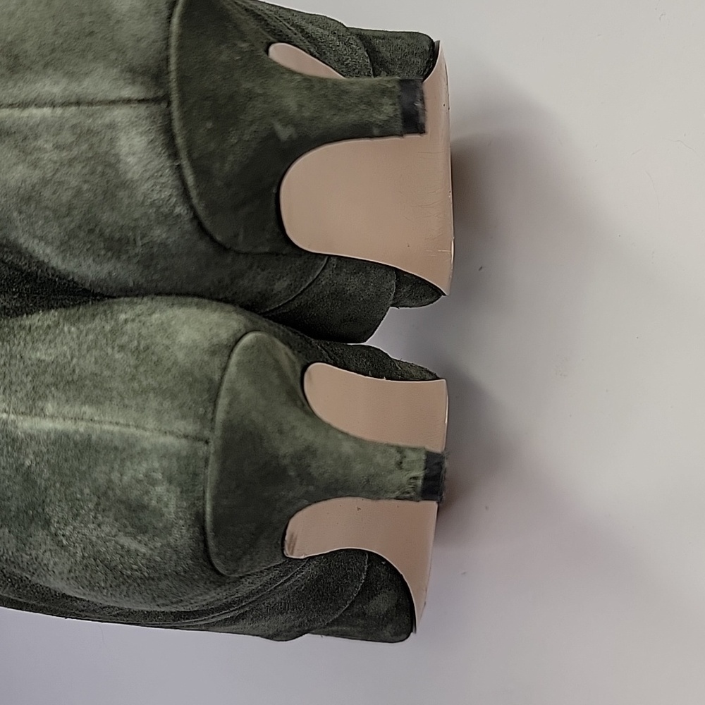 STEVE MADDEN LUCA KITTEN HEEL KNEE HIGH BOOTS OLIVE SUEDE - Picture 15 of 15